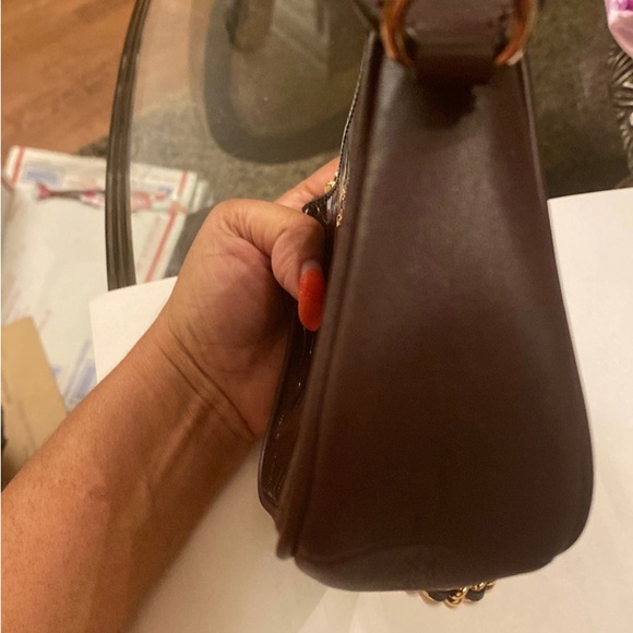 NEW COACH wristlet F11940 signature black patent leather oxblood purse gold NWOT - Picture 9 of 12